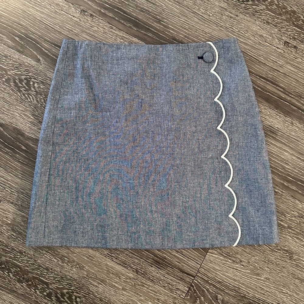 J. Crew Chambray Scallop Detail Skirt